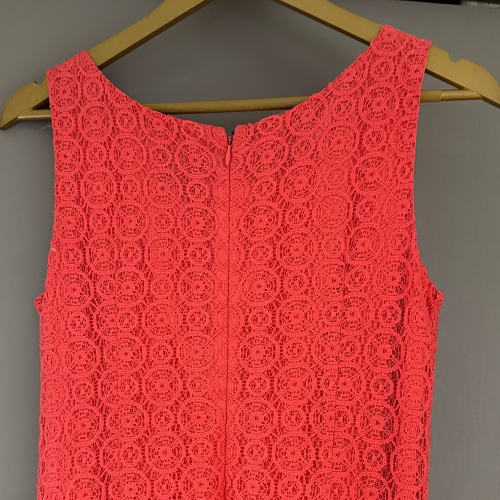 Vince Camuto Coral Lace Pleated Shift Dress Elegant Sleeveless Summer - Picture 7 of 9